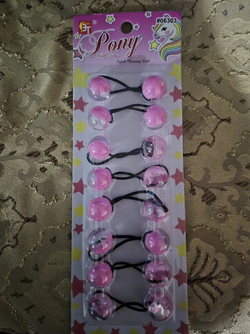Pony Pink Bubble Bead Hair Ties for Kids